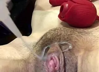 Pussy ass toys drip juicy swollen lips closeup