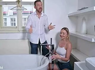 Venera Maxima's tight holes gape wide from client's rampant bathroom pounding gp2920