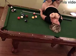 hot milf wife slammed hard on pool table! huge tits bounce wild!