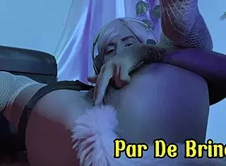 brazilian tease plays pussy with sneaky anal plug