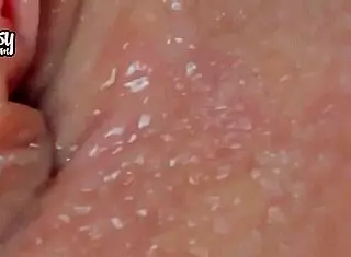 watch my creamy shaved pussy vibrate close-up wet