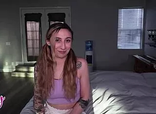 nina nova's pierced nipples and pigtails tempt college twink into bareback creampie