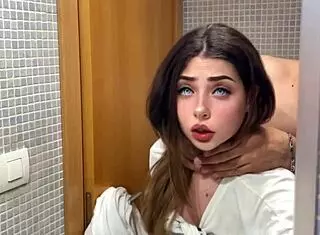 horny petite teen homemade pov cums inside after fucking boyfriend's friend in bathroom