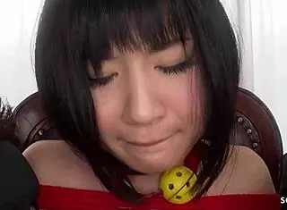 Japanese teen slave endures blowbang bondage cum mouth roleplay