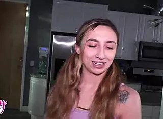 nina nova's pierced nipples and pigtails tempt college twink into bareback creampie