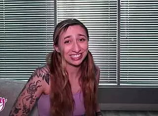 nina nova's pierced nipples and pigtails tempt college twink into bareback creampie