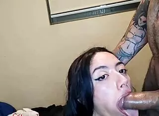 roommate's cute petite teen face covered in cum after wild dorm party fuck