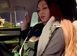 italian milf artemisia love flashes huge tits while smoking in car fetish!