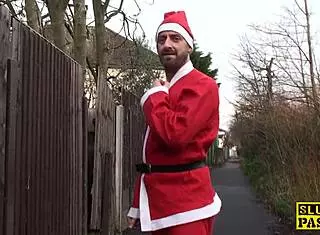 british plumper squirts wildly for santa's rough ride!