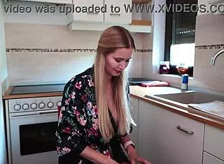 BORING DAY? BLONDE BABE STRIPS BIG TITS FOR WINDOW TOY FUN!