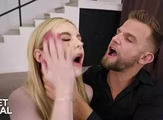 sexy blonde teen babykxtten screams as massive cock fucks tight ass pussy in rough quickie