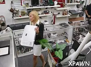 Astonishing young babe rough fucked tight pussy in shop 😈🍆