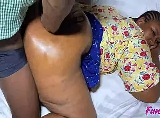 Fat ebony school teacher skirt up big ass fucked homemade bedroom closeup