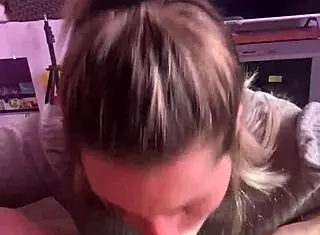 Blonde Deepthroats Black Cock To Cumshot