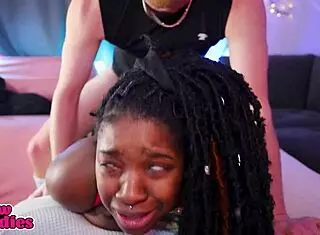 Black girl gets rough fucked by white boy monster cock riding