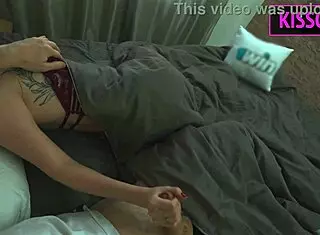 step son threesome fucks step mom friend shared bed creampie mmf