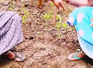 Village threesome sex rams maids with landowner Telugu dirty talk!