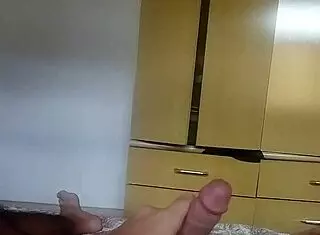 moaning brazilian slut jerks huge cock with guided masturbation screams!