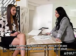 Bella Rolland surrenders free use pussy to Kira Noir outdoors