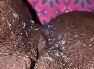 ebony slut takes bbc creampie deep in her squirting pussy