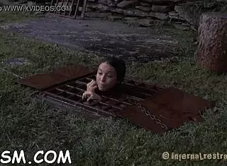 Bound couple endures rough bdsm spanking domination