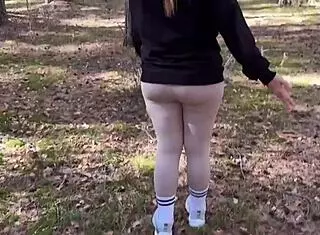 Outdoor walk ends with amateur couple's hard ass fucking finish