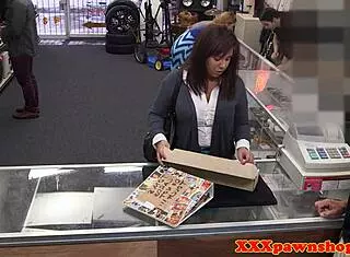 Curvy pawnshop girl sucks cock facial spying doggystyle hidden cam