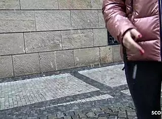 german teen mila trades interview for snowy outdoor fuck cash