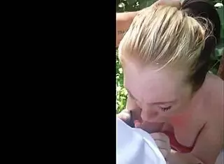Cute blonde tinder date drops for public outdoor pov blowjob