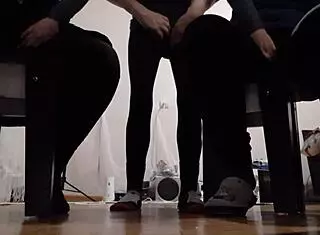 My two girlfriends masturbate watching me stroke to their wet orgasms