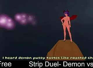 strip duel... demon rips angel's clothes in hot lesbian monster game!!