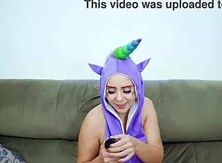 uni g blonde milf stuffs monster d unicorn anal toy deep