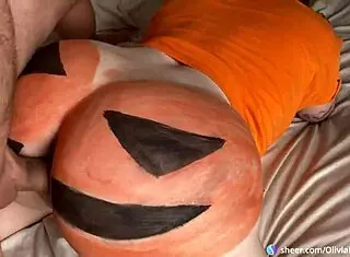 big ass halloween pumpkin busty blonde olivia bay rides rough