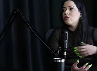 a gostosa pri melancia shakes huge tits and fat ass on see-through red lingerie during sensual podcast prelims with bia hot