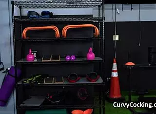 Busty Curvy Trainer Strips Rips Clothes Motivational Gym Blowjob