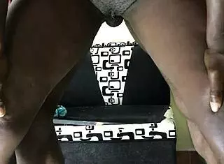 amateur black brunette couple drills super deep anal doggystyle cumshot