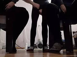 My two girlfriends masturbate watching me stroke to their wet orgasms