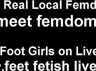 Femdom feet worship amid brutal 3some stocking fuck frenzy