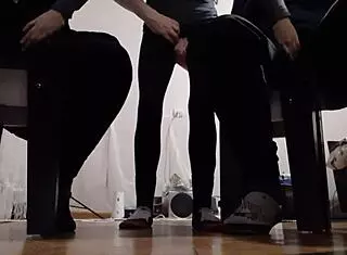 My two girlfriends masturbate watching me stroke to their wet orgasms