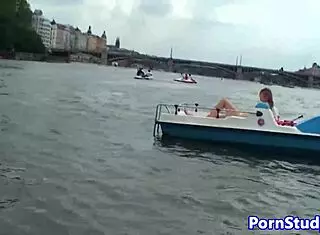 Public Nude Fetish Eurobabe Clothes Ripped Striptease Rides Waterbike Czech Outdoor