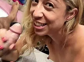 She slips it in her tight ass gives sloppy head then takes cumshot right in the eye