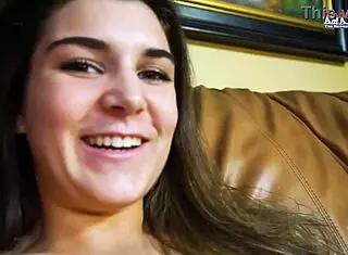 brunette vicky jerks and sucks while getting doggystyle cum facial