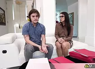 gorgeous milf in glasses and heels takes hard pov pounding on tight juicy pussy