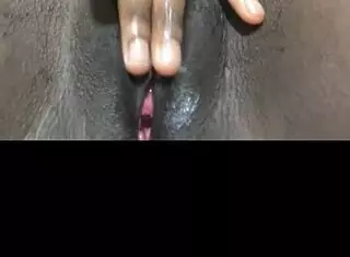 Black babe fingers huge wet pussy to creampie
