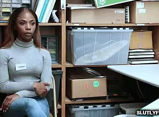 lp officer pounds sarah banks' ebony pussy at work