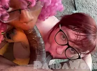 ebony slut, wanna share this sloppy bj and titty fuck with your bbw pawg friend?