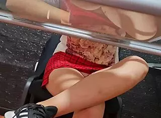 spy cam catches sexy latina secretary nataly's risky upskirt pussy tease