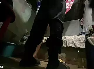 Skinny black beauty in miniskirt shows off long sexy legs homemade