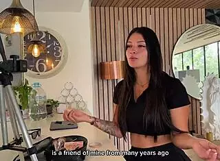 big tattooed colombian stud facefucks curvy salome gil in her house part one