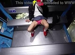 Tranny Flashes Perfect Latina Ass and Cock Under Miniskirt on Cablebus